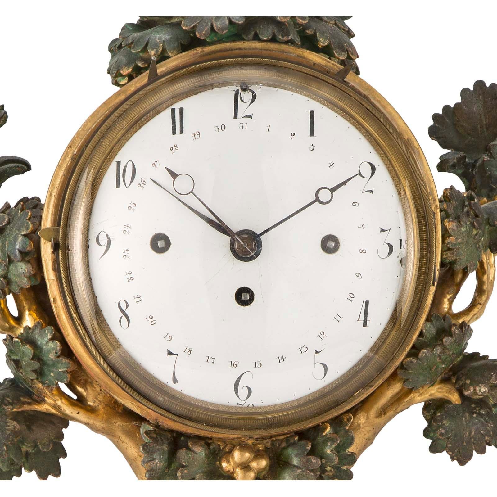Austrian 18th Century Giltwood and Polychrome Clock For Sale 1