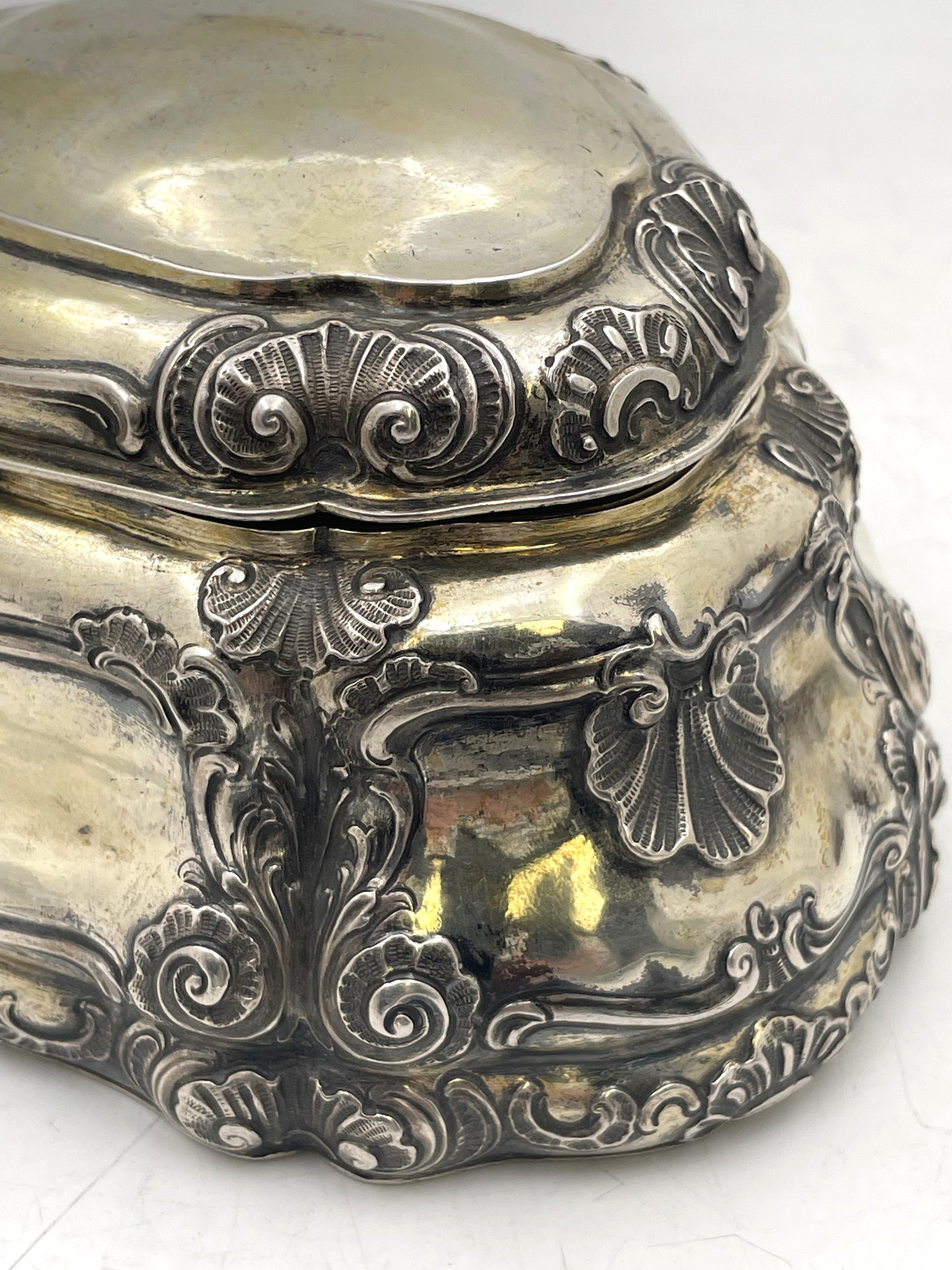 18th Century and Earlier Austrian 18th or Early 19th Century Gilt Silver Box with Shell Motifs For Sale