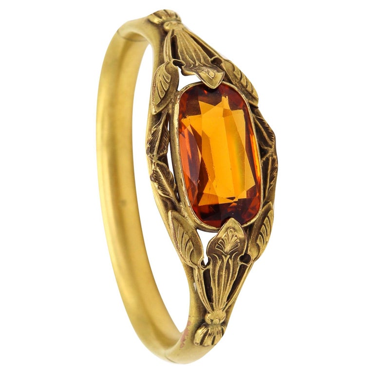 Ravissant bracelet jonc d'époque Art Déco en métal argenté
