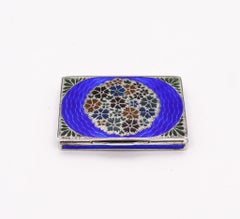 Austrian 1925 Art Deco Plique à jour Enameled Box In .900 Sterling Silver