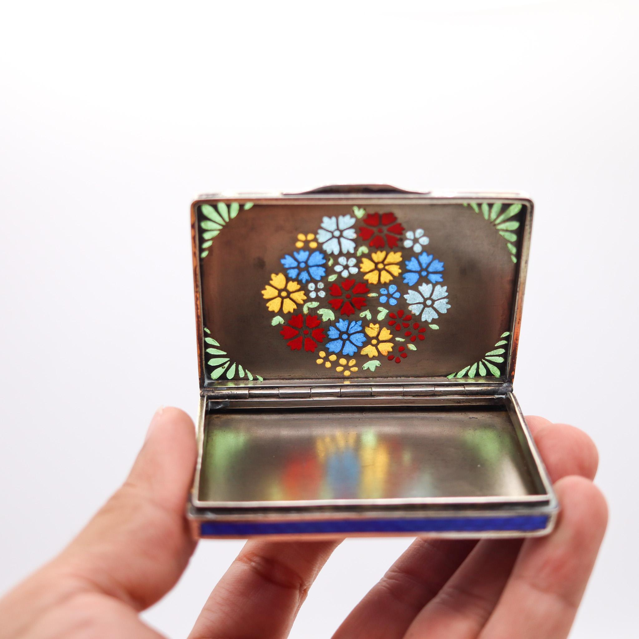 Austrian 1925 Art Deco Plique à jour Enameled Box In .900 Sterling Silver For Sale 2