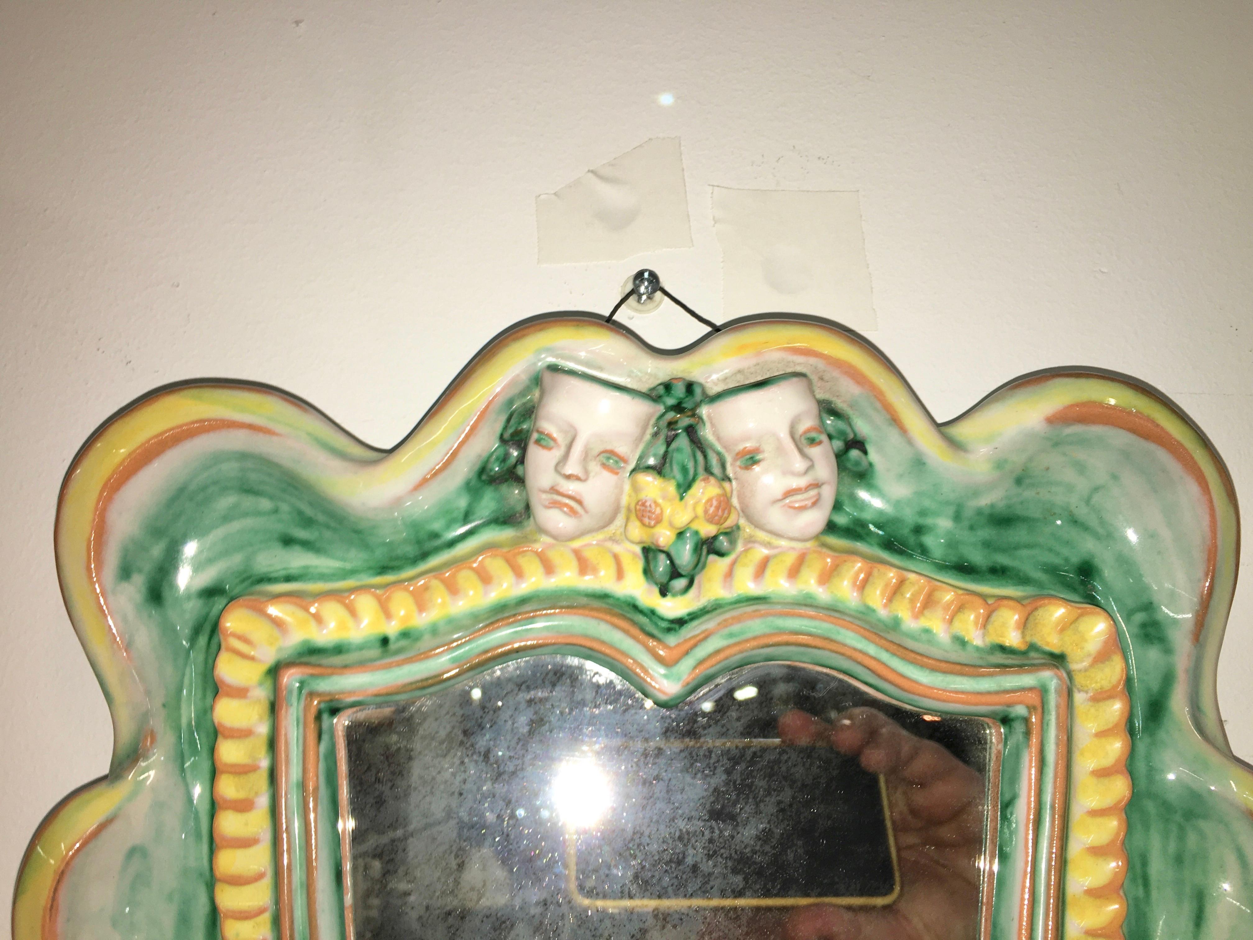 Mid-20th Century Austrian 1930s Art Deco Mirror by Gmundner Keramik