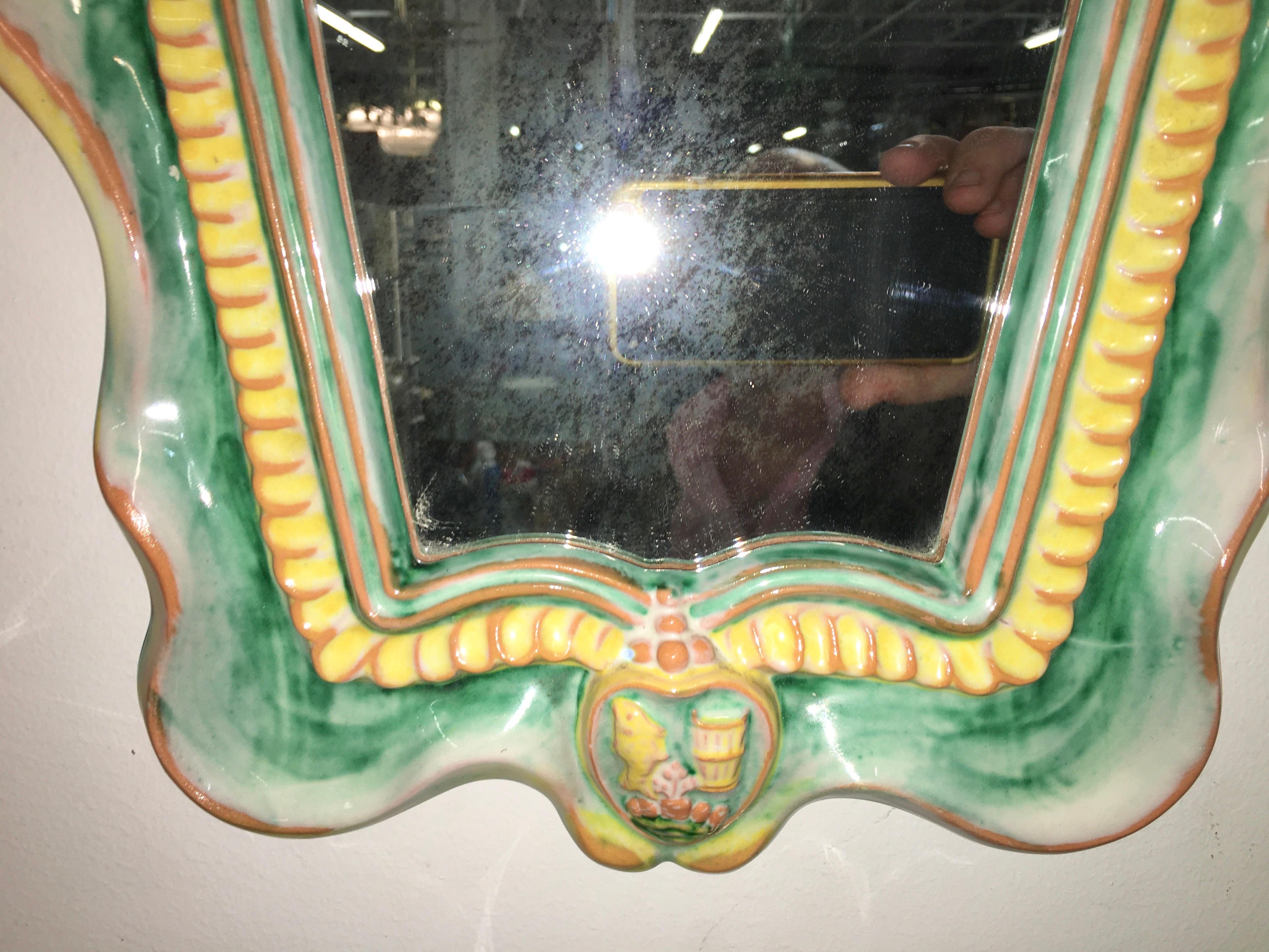 Ceramic Austrian 1930s Art Deco Mirror by Gmundner Keramik