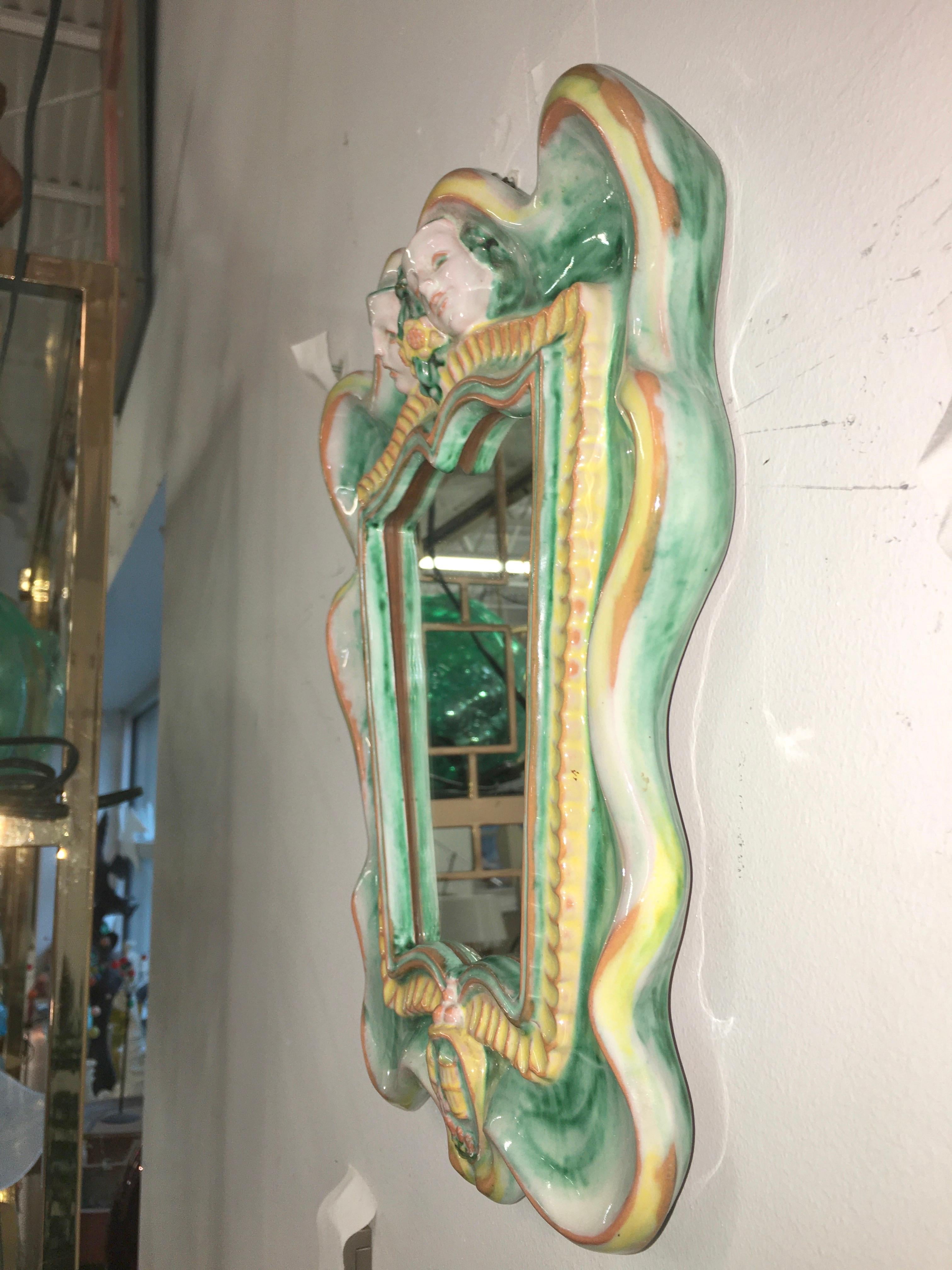 Austrian 1930s Art Deco Mirror by Gmundner Keramik 1