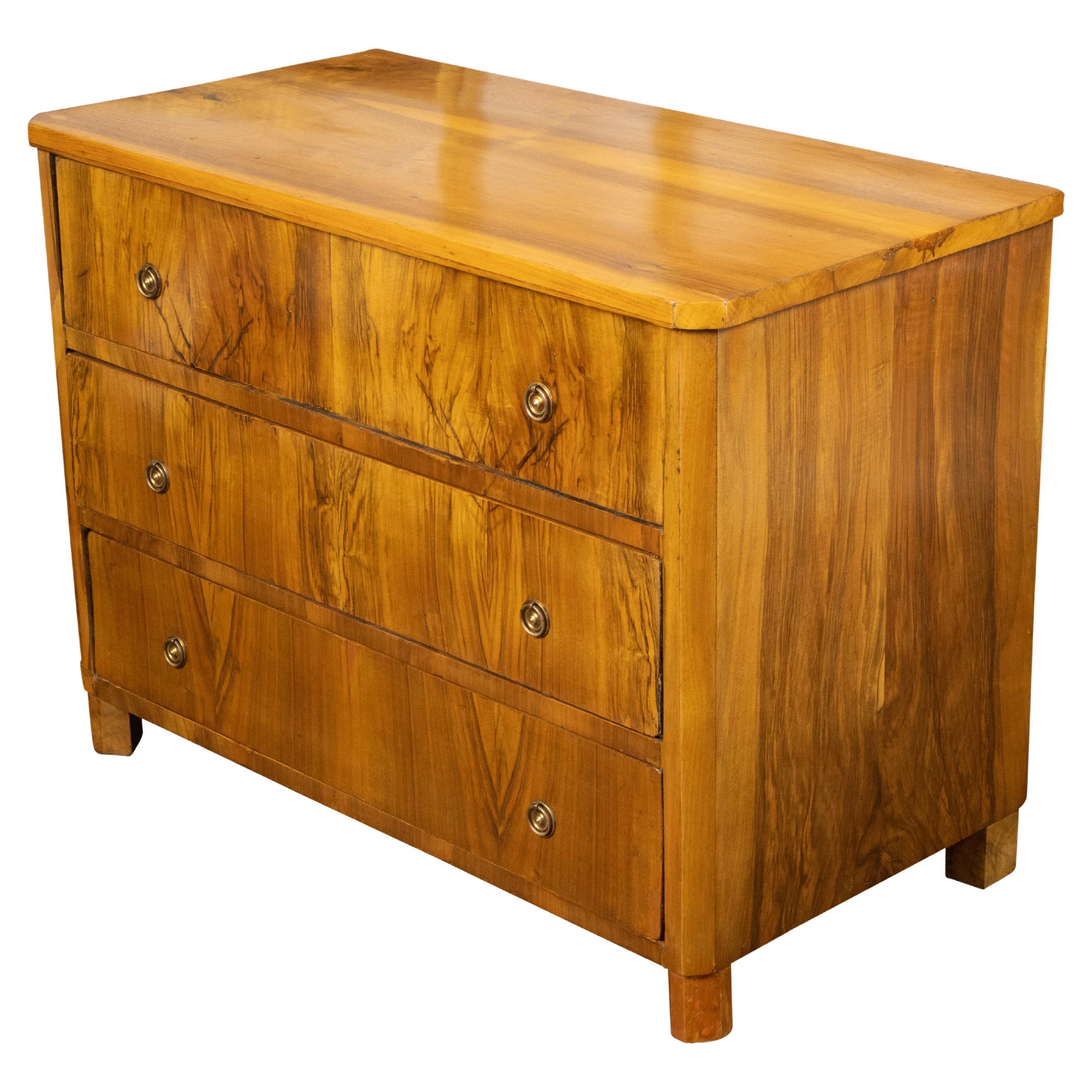 Austrian 19th Century Biedermeier Commode with Three Butterfly Veneered Drawers For Sale
