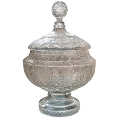 Austrian 19th Century Cut Glass Punch Bowl with Lid