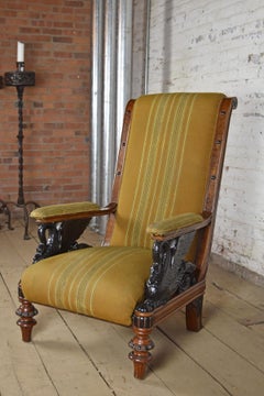 Sillón de biblioteca Biedermeier austriaco de caoba del siglo XIX