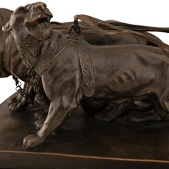 Österreichische Statue aus patinierter Bronze des 19. Jahrhunderts und Vert De Patricia-Marmor