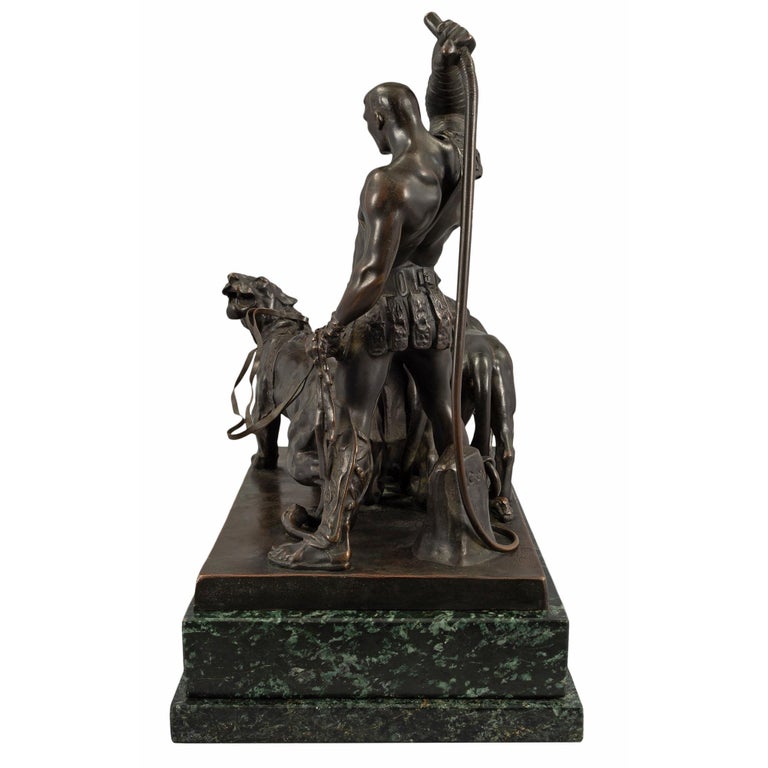 Austrian 19th Century Patinated Bronze and Vert De Patricia Marble Statue For Sale 4
