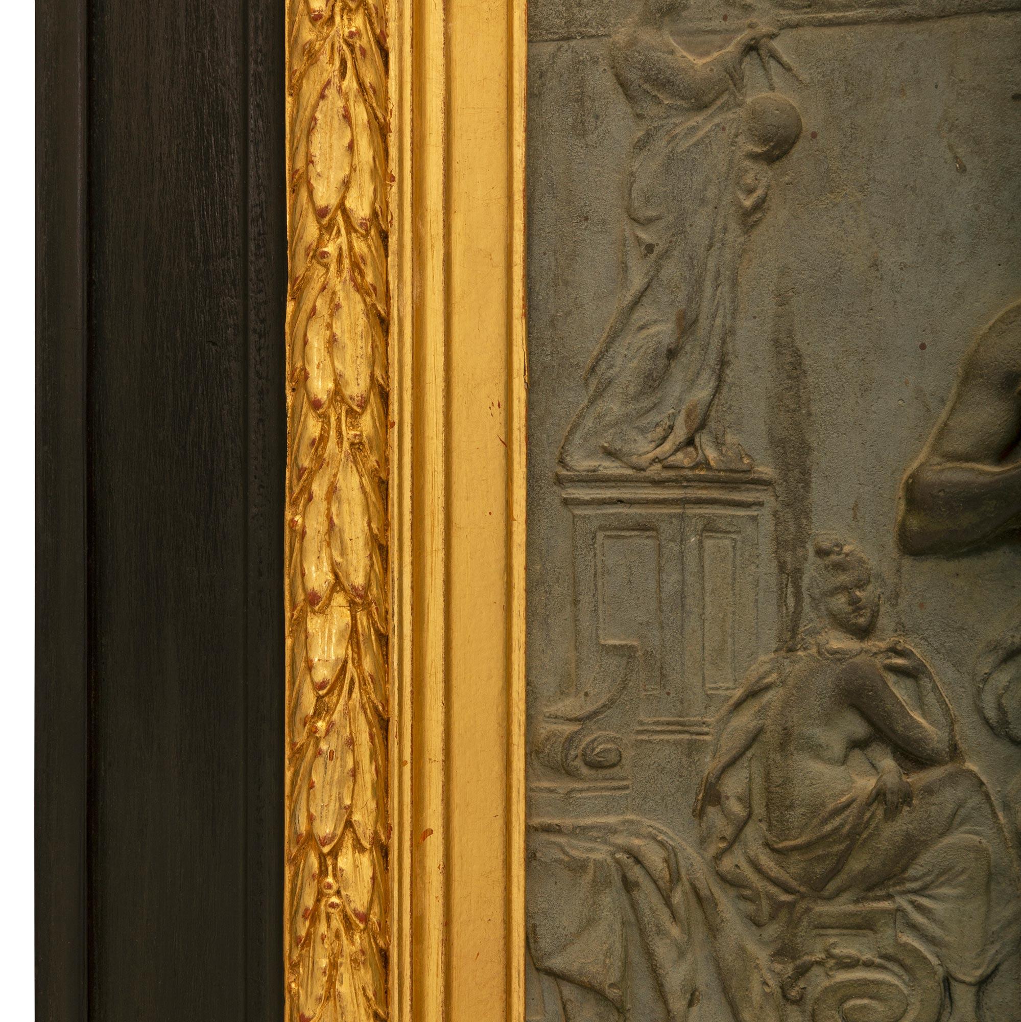 Austrian 19th Century Patinated Bronze, Giltwood and Ebony Wall Plaque For Sale 5