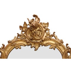 Austrian 19th Century Rococo Style Giltwood Carved and Gesso Overmantel Mirror