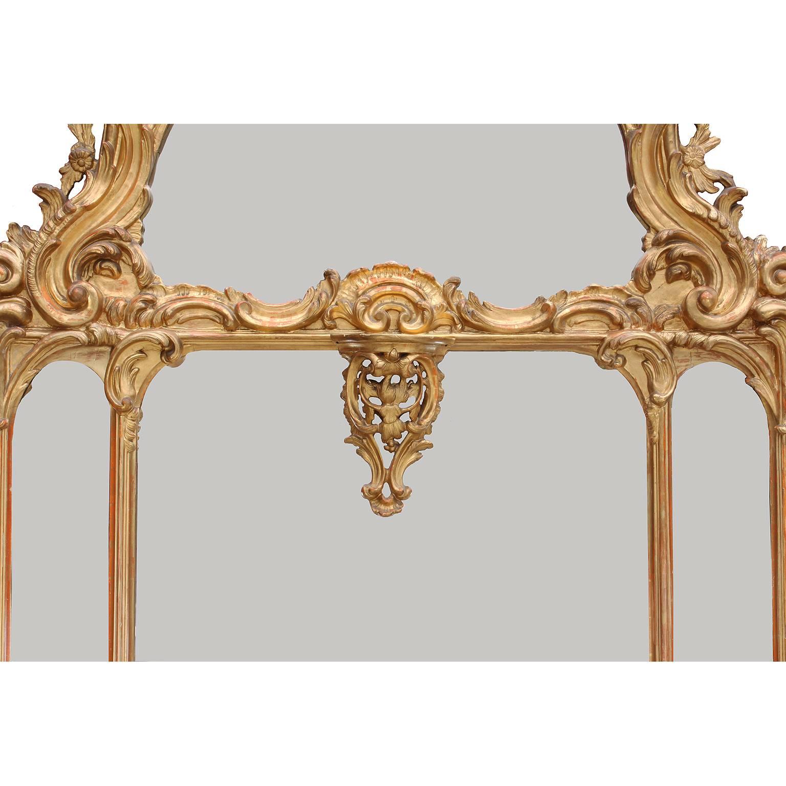 Rococo Revival Austrian 19th Century Rococo Style Giltwood Carved and Gesso Overmantel Mirror For Sale