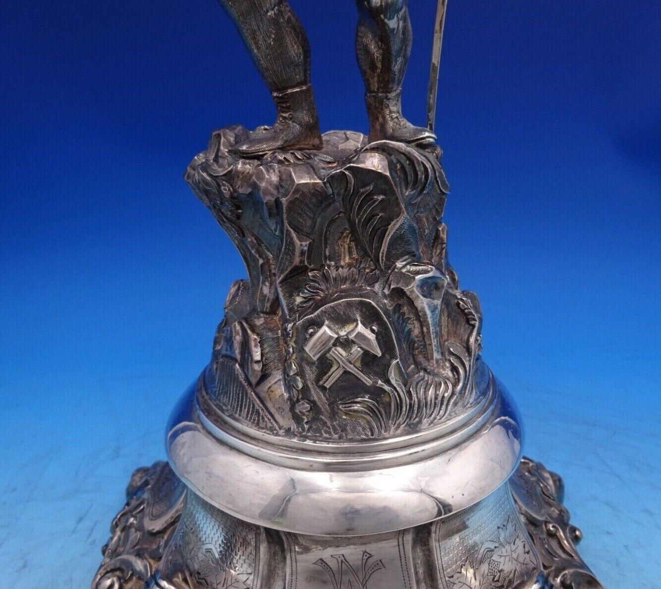 XIX secolo Candelabro austriaco in argento .800 / Epergne 3D Uomo con ascia 87,9 ozt Vienna #6492 in vendita