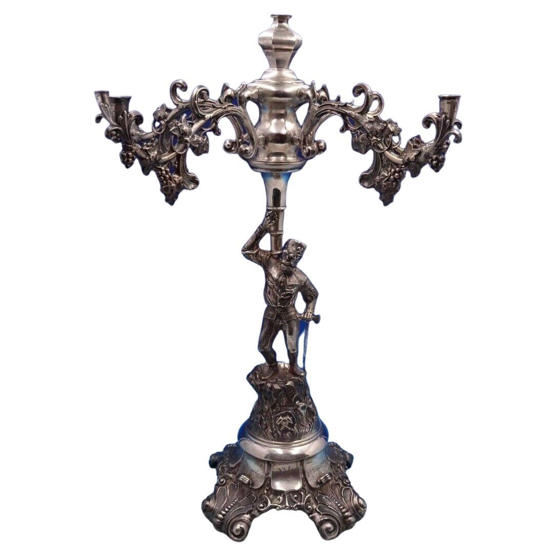 Austrian .800 Silver Candelabra / Epergne 3D Man with Axe 87.9 ozt Vienna #6492 For Sale