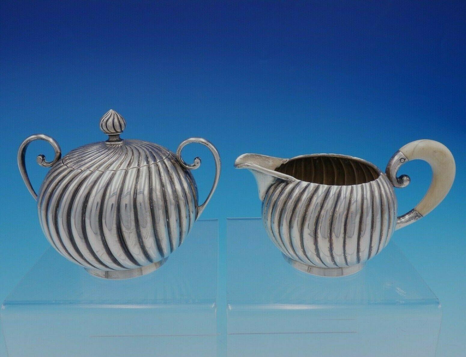 Austrian .800 Silver Tea Set 5-Piece with Swirled Design Made in Vienna ...