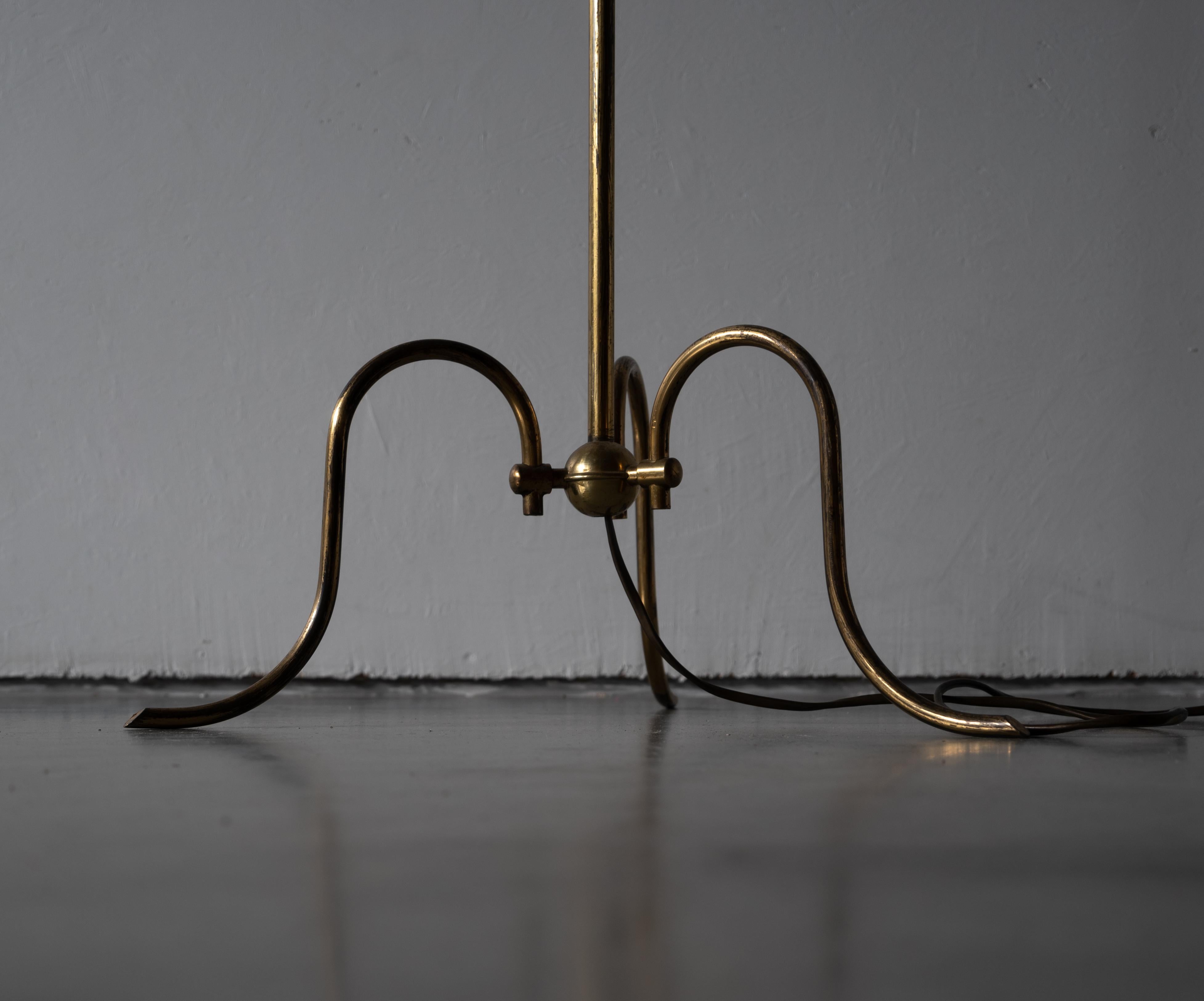 Austrian, Adjustable Floor Lamp, Brass, Fabric, Austria, c. 1940s 1