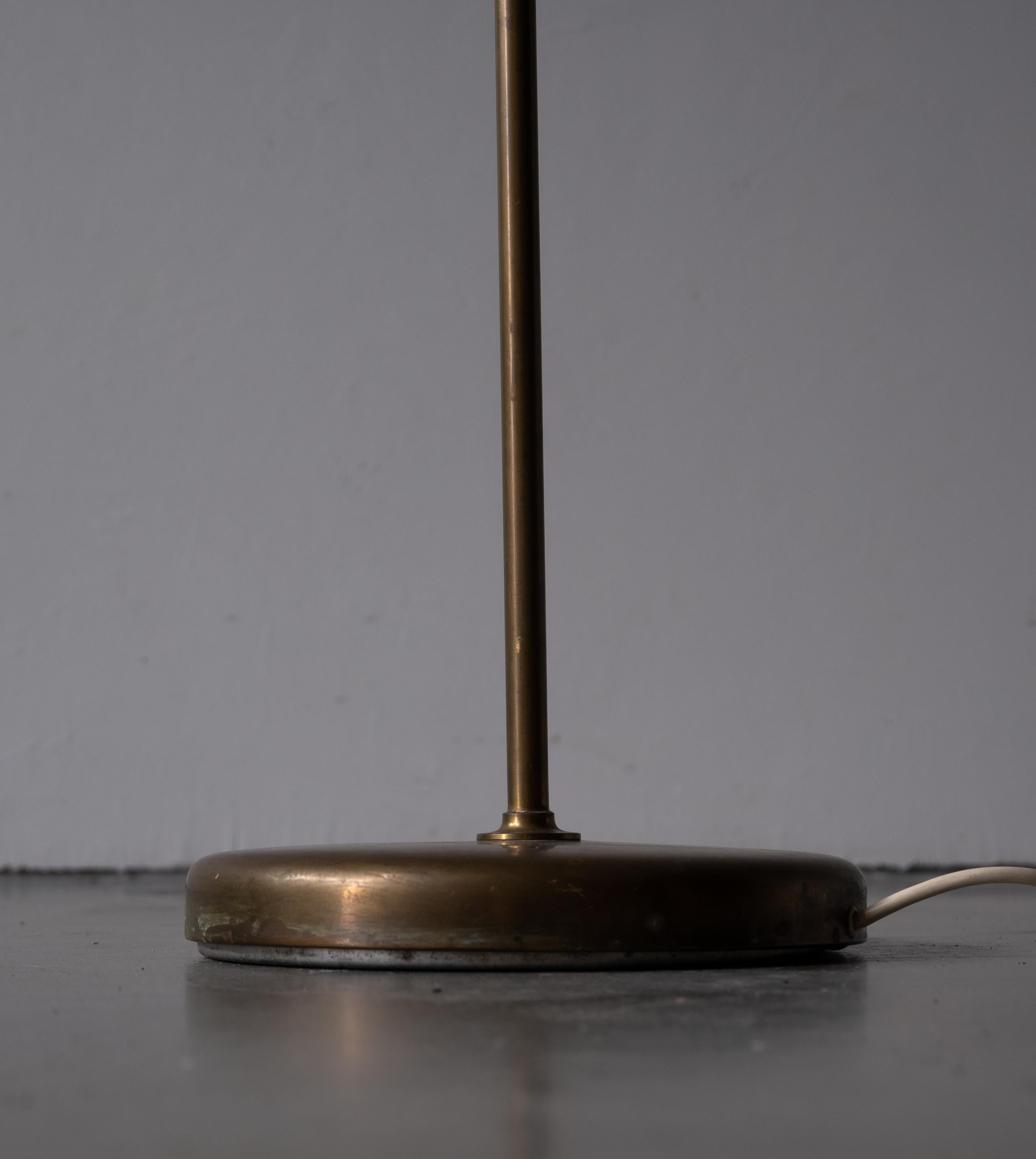 Austrian, Adjustable Floor Lamp, Brass, Leather, Fabric, Austria, c. 1940s 2