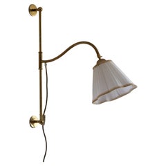 Austrian, Adjustable Wall Light, Brass, Fabric, Austria, c. 1940s Austrian, Adjustable Wall Light, Brass, Fabric, Austria, c. 1940s