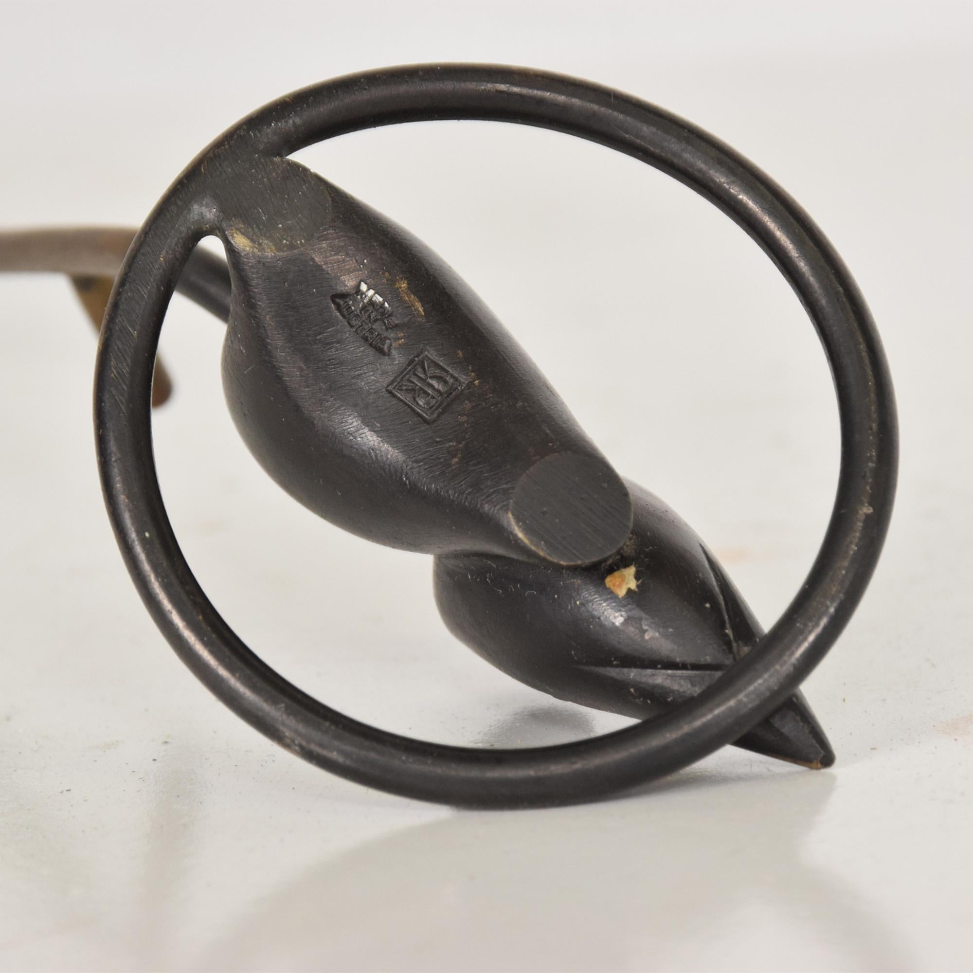 Austrian Adorable Bronze Mouse Ring Holder Paperweight by Richard Rohac, 1940s 1