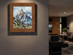 Austrian Alpine Landscape Oil Painting, Mid-20th Century, 60x50 cm