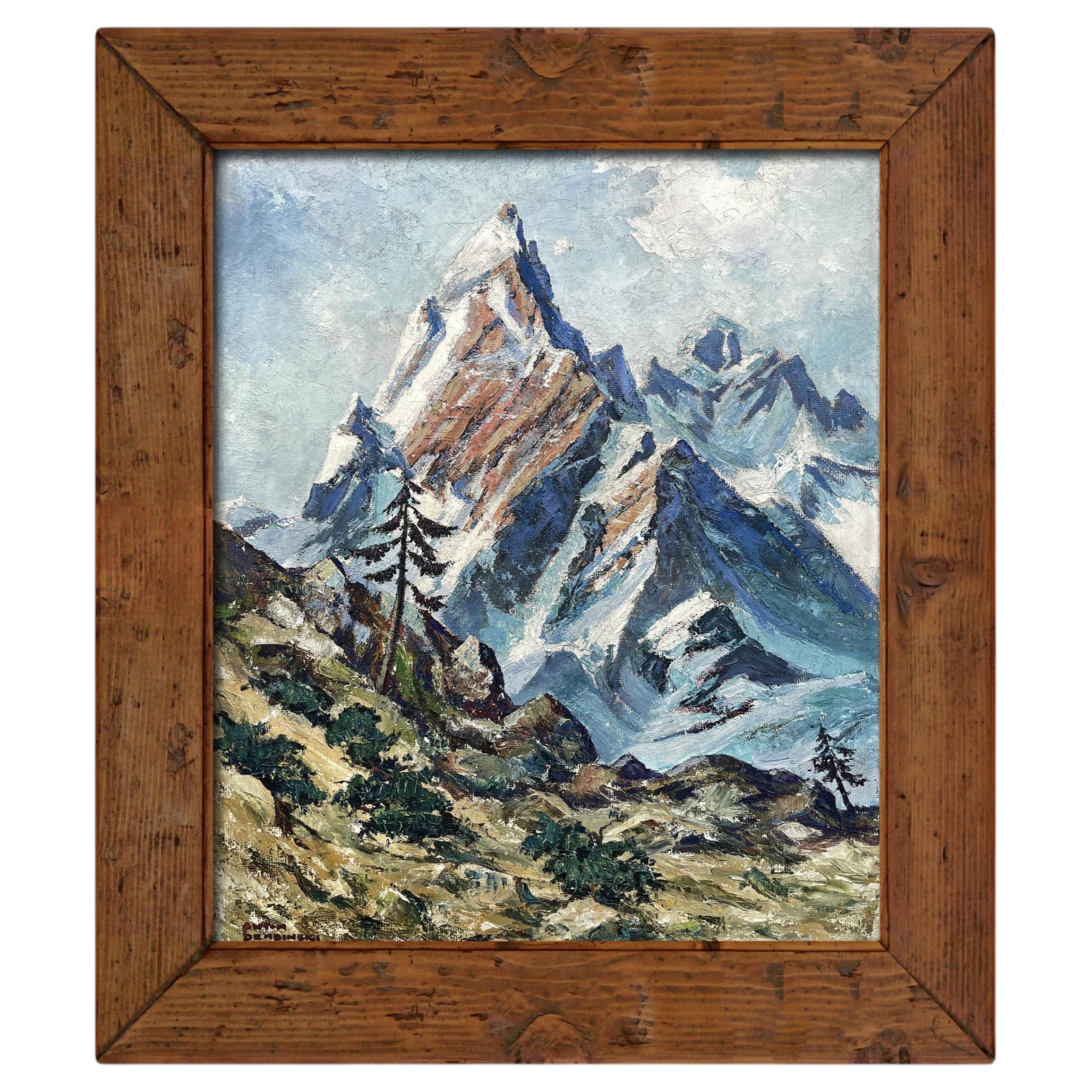 Austrian Alpine Landscape Oil Painting, Mid-20th Century, 60x50 cm For Sale