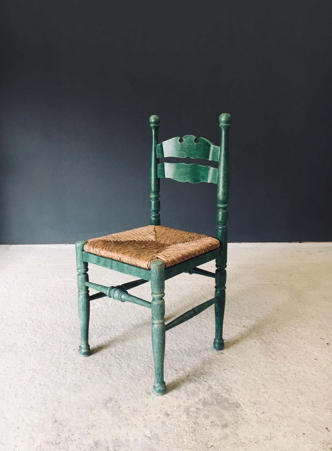 Austrian Alps Rustic Design Green Side Chairs, Austria 1950's For Sale 5
