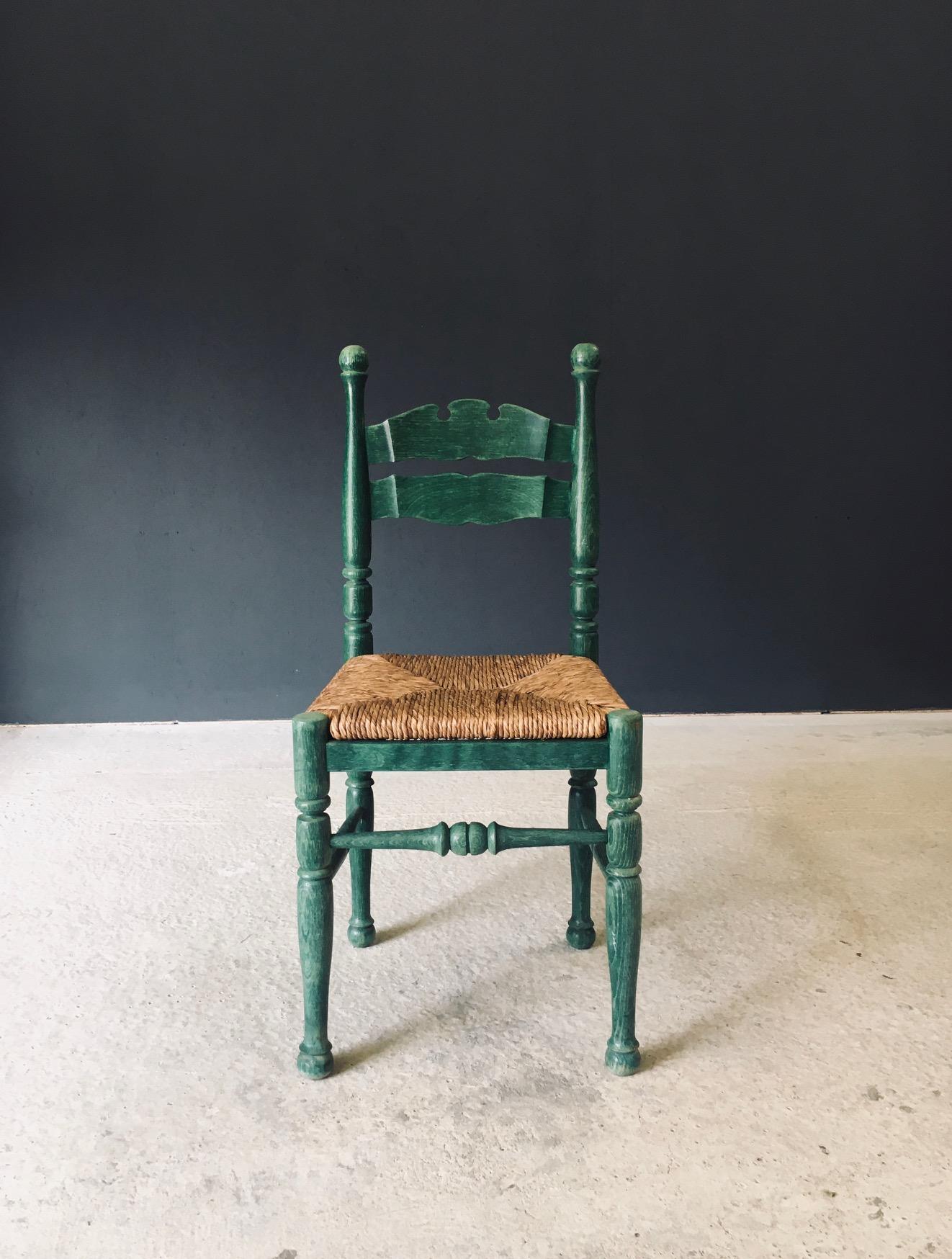Austrian Alps Rustic Design Green Side Chairs, Austria 1950's For Sale 6