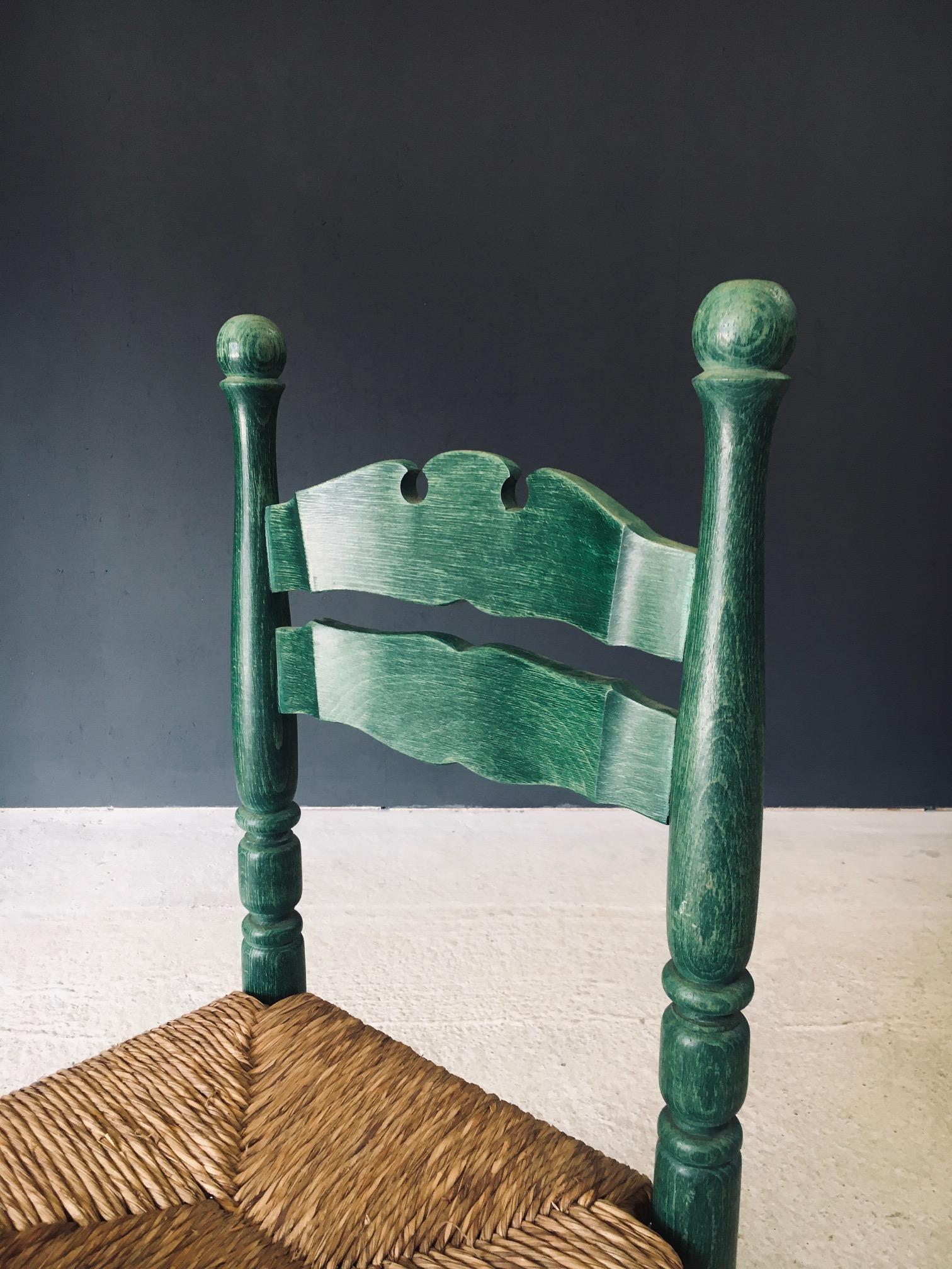 Austrian Alps Rustic Design Green Side Chairs, Austria 1950's For Sale 9
