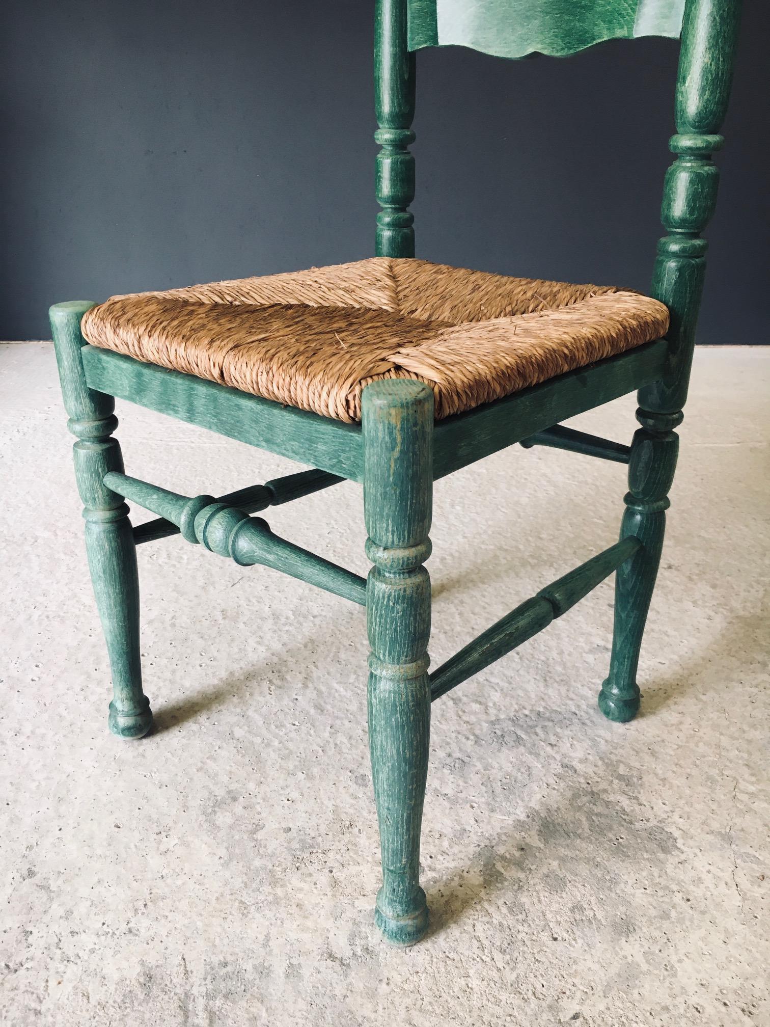 Austrian Alps Rustic Design Green Side Chairs, Austria 1950's For Sale 10