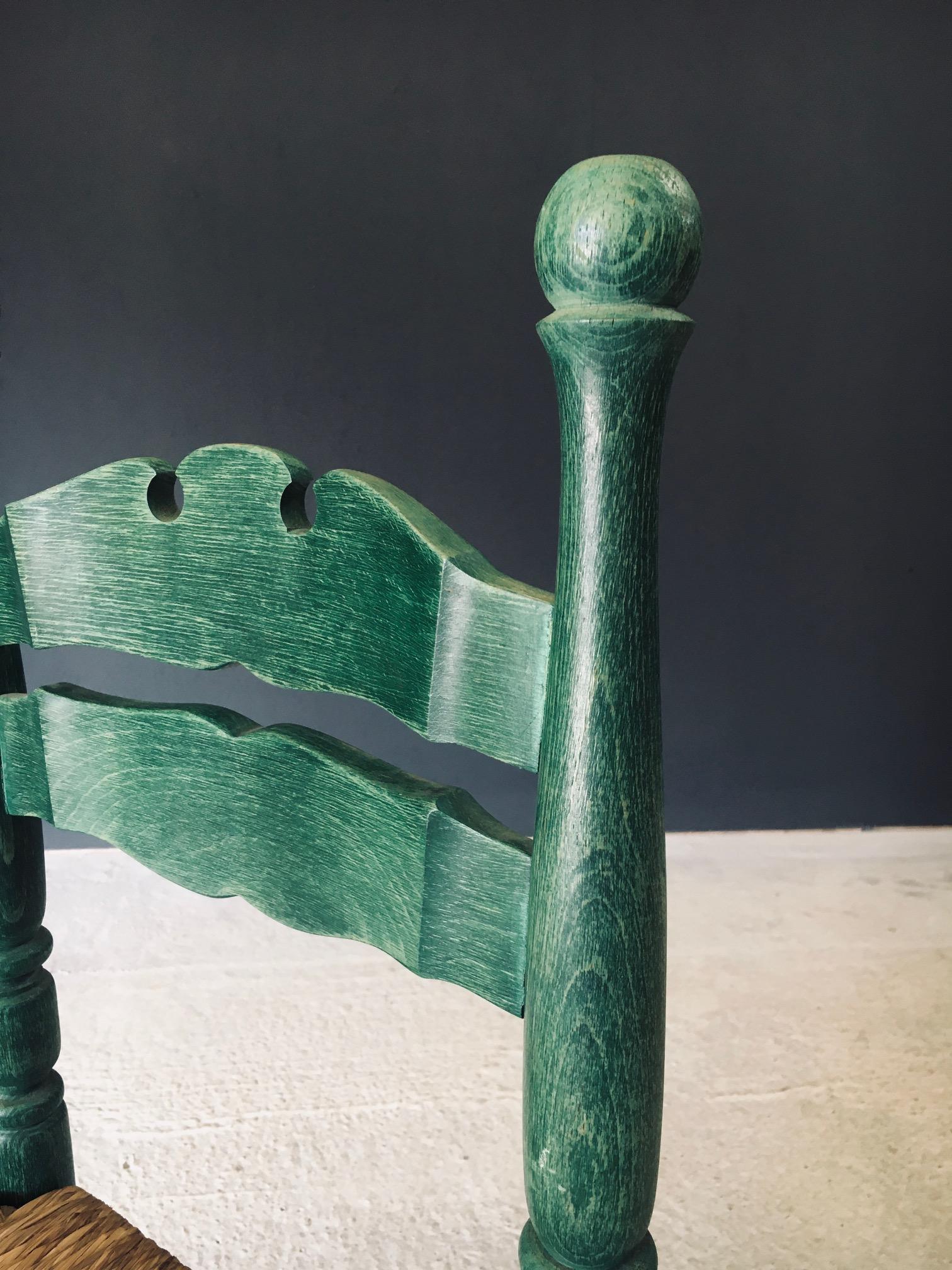 Austrian Alps Rustic Design Green Side Chairs, Austria 1950's For Sale 12