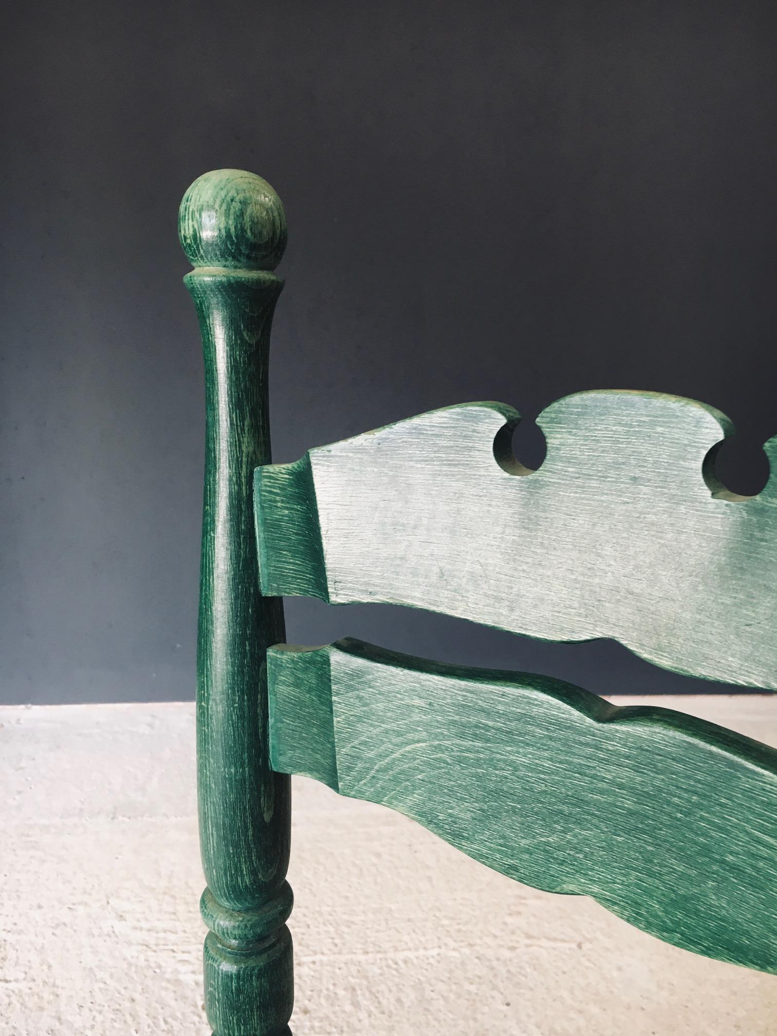 Austrian Alps Rustic Design Green Side Chairs, Austria 1950's For Sale 13