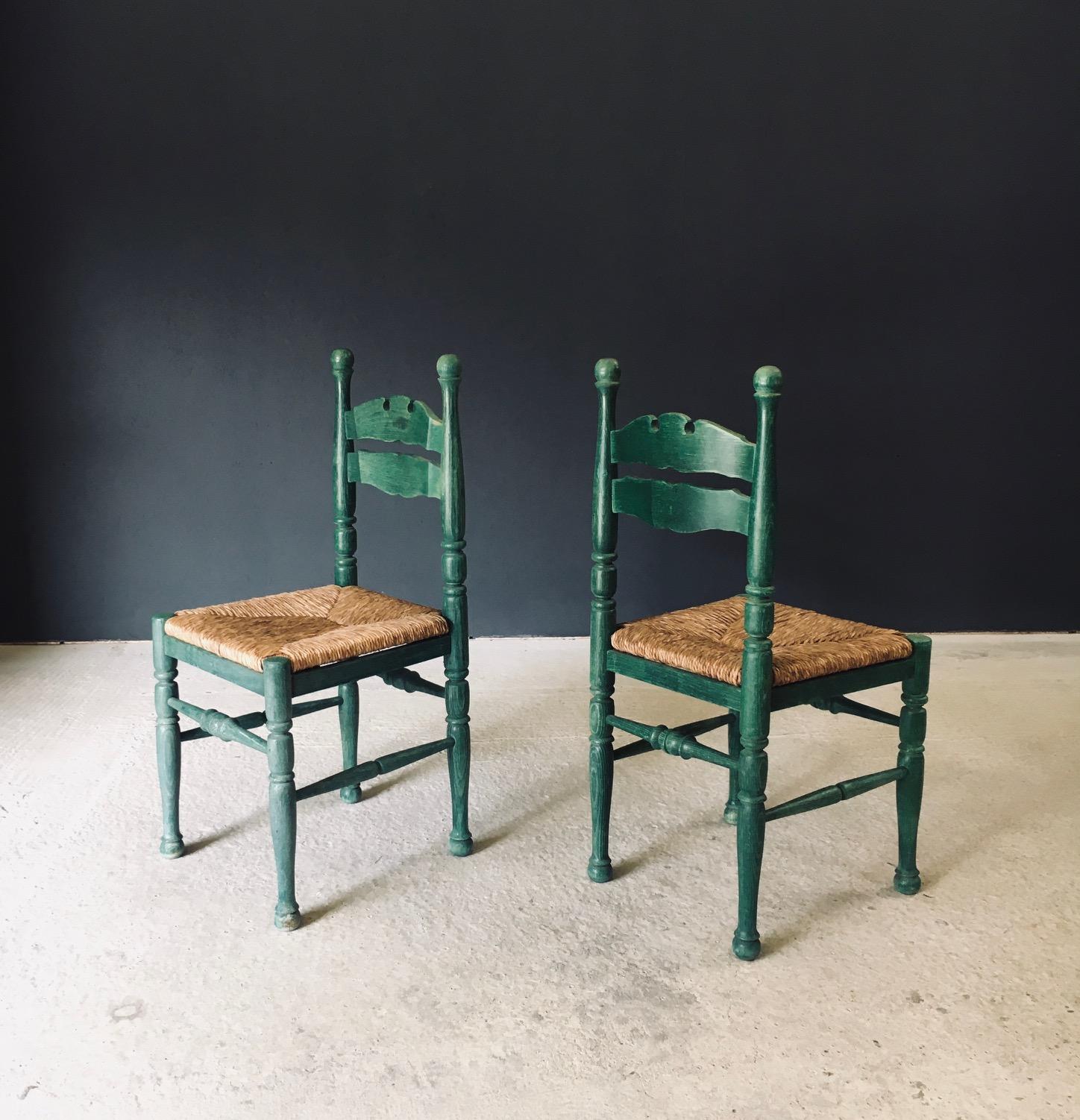 Austrian Alps Rustic Design Green Side Chairs, Austria 1950's For Sale 3