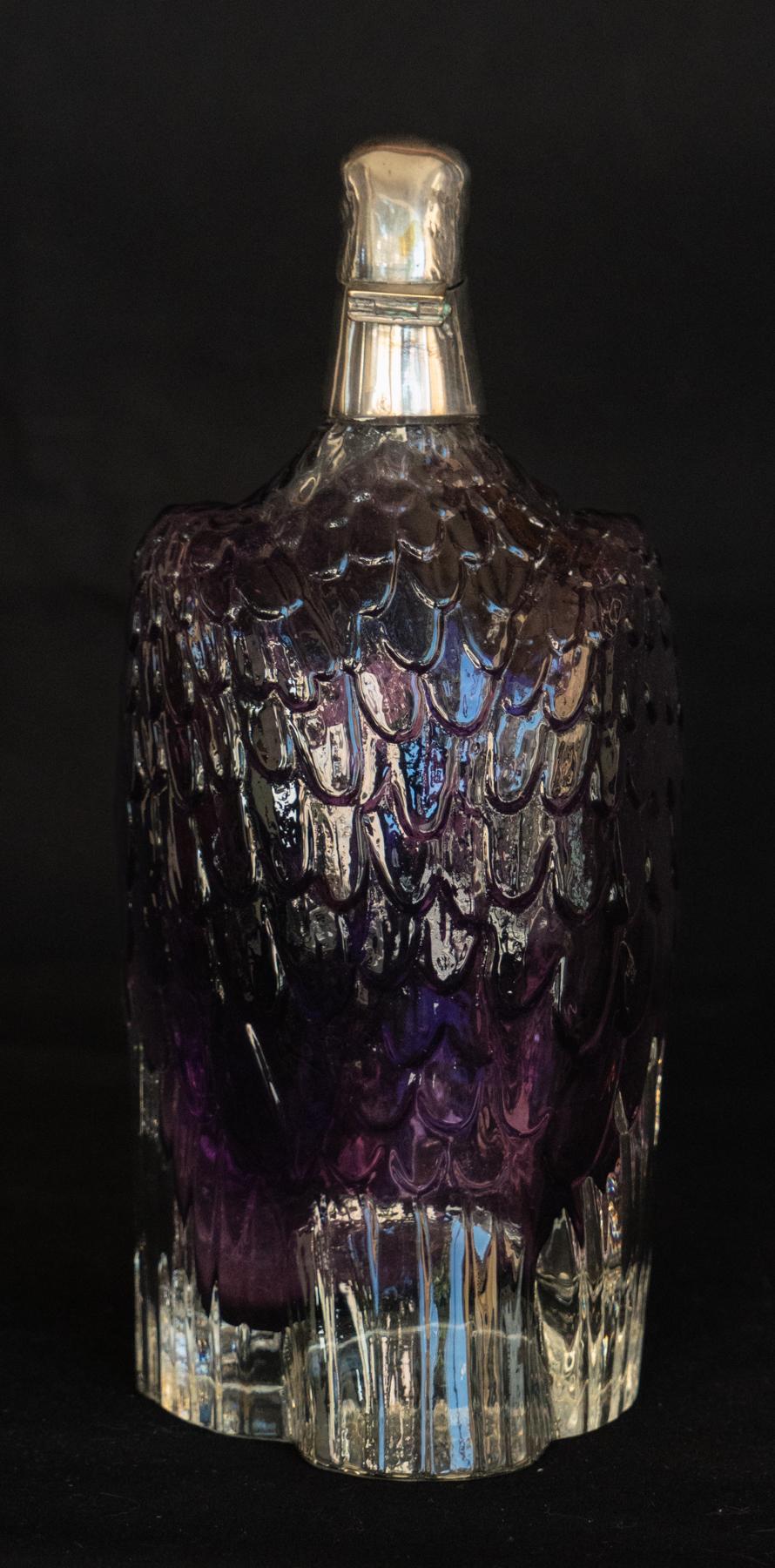 Belle Époque Austrian Amethyst Glass and Silver Decanter in the Form of an Eagle