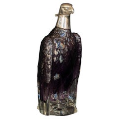 Austrian Amethyst Glass and Silver Decanter in the Form of an Eagle