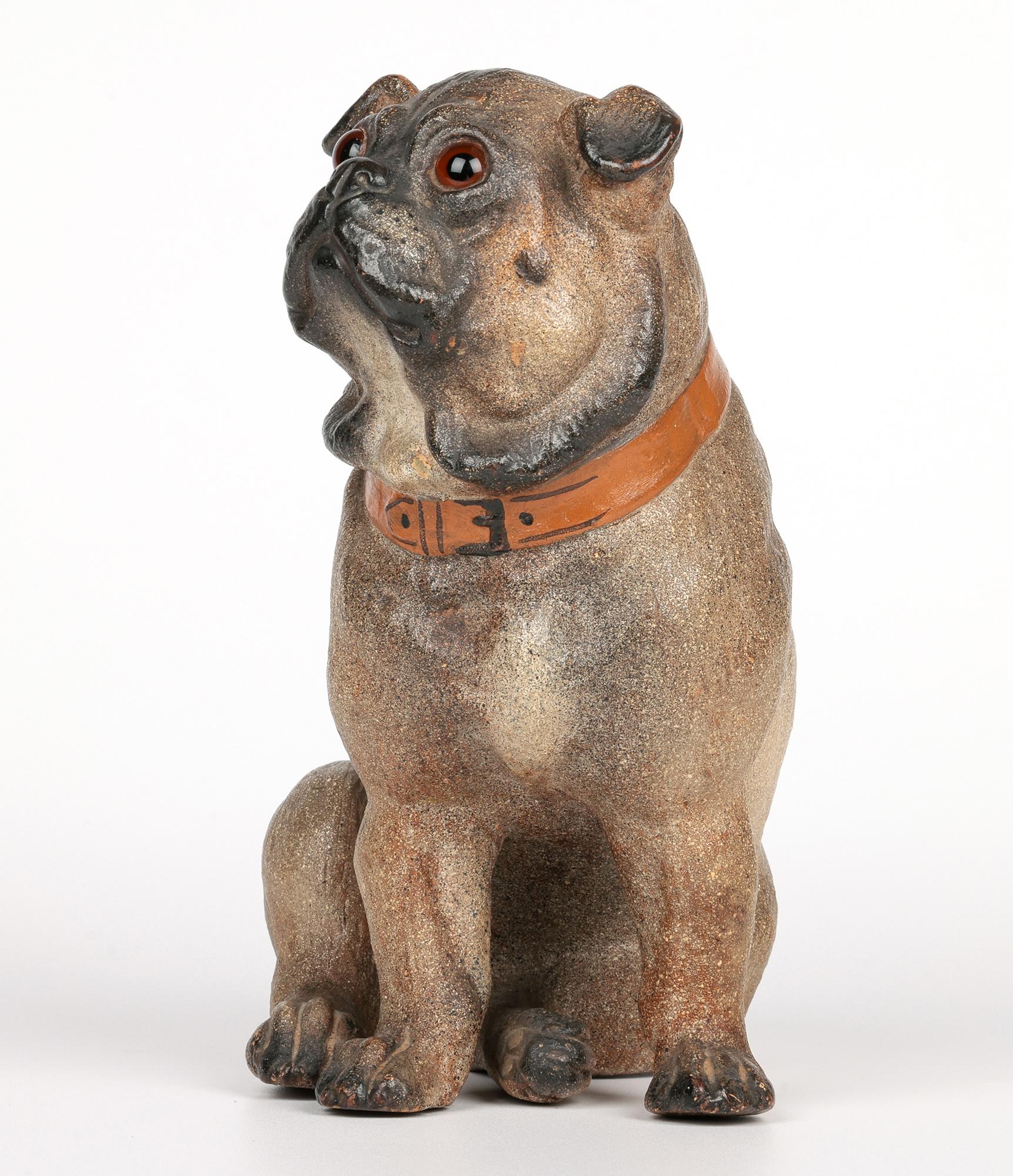 Austrian Antique Cold Painted Art Pottery Pug Dog Figure For Sale 5