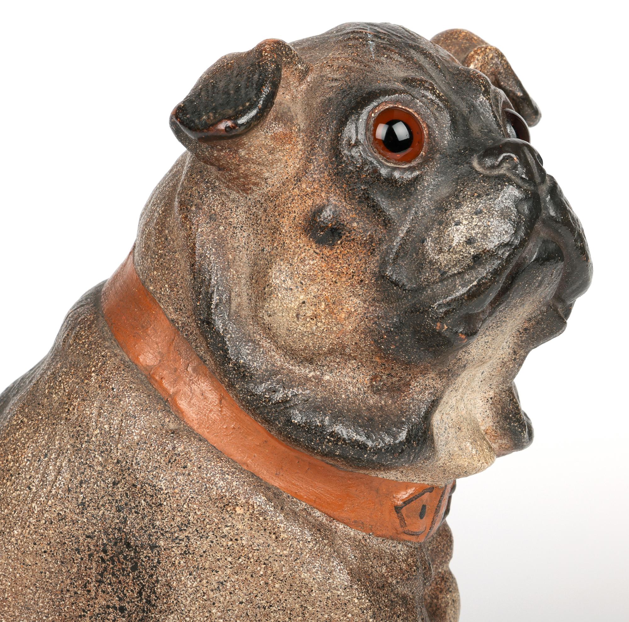 Austrian Antique Cold Painted Art Pottery Pug Dog Figure For Sale 7
