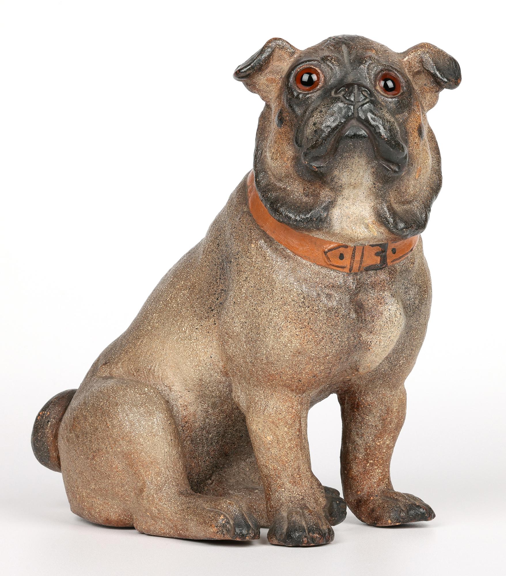 Austrian Antique Cold Painted Art Pottery Pug Dog Figure For Sale 8