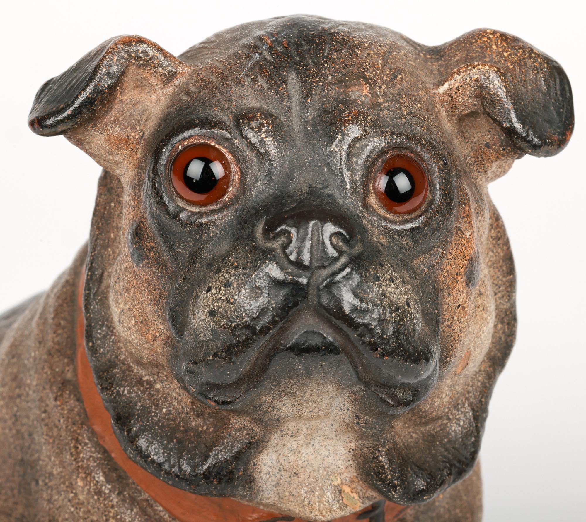 Austrian Antique Cold Painted Art Pottery Pug Dog Figure For Sale 9