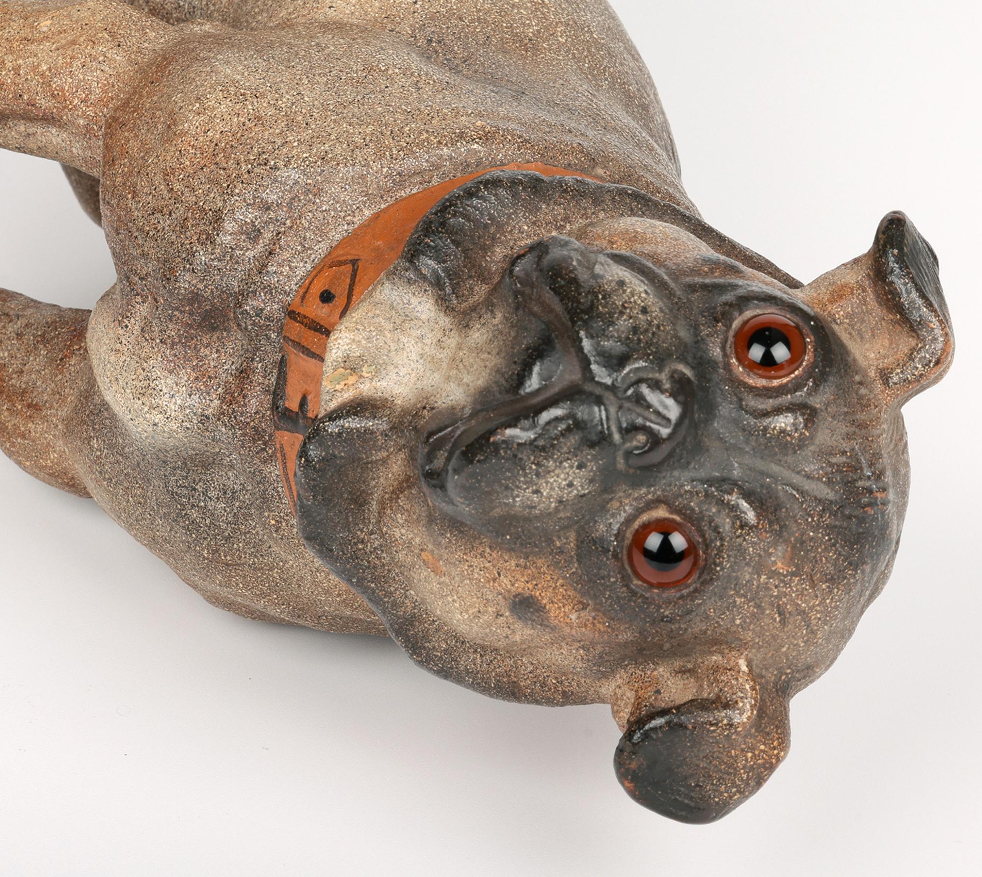 Austrian Antique Cold Painted Art Pottery Pug Dog Figure In Excellent Condition For Sale In Bishop's Stortford, Hertfordshire