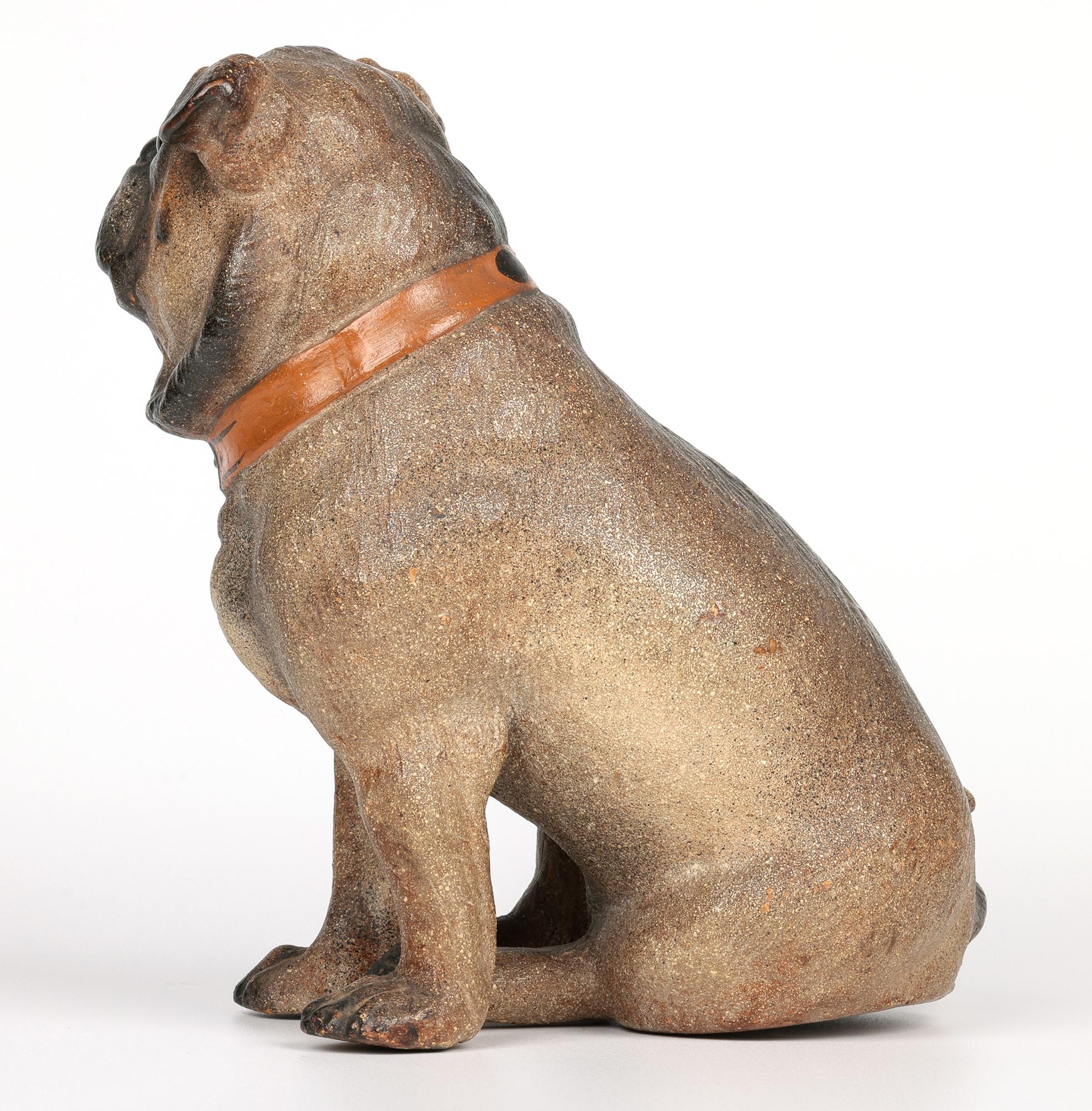 Late 19th Century Austrian Antique Cold Painted Art Pottery Pug Dog Figure For Sale