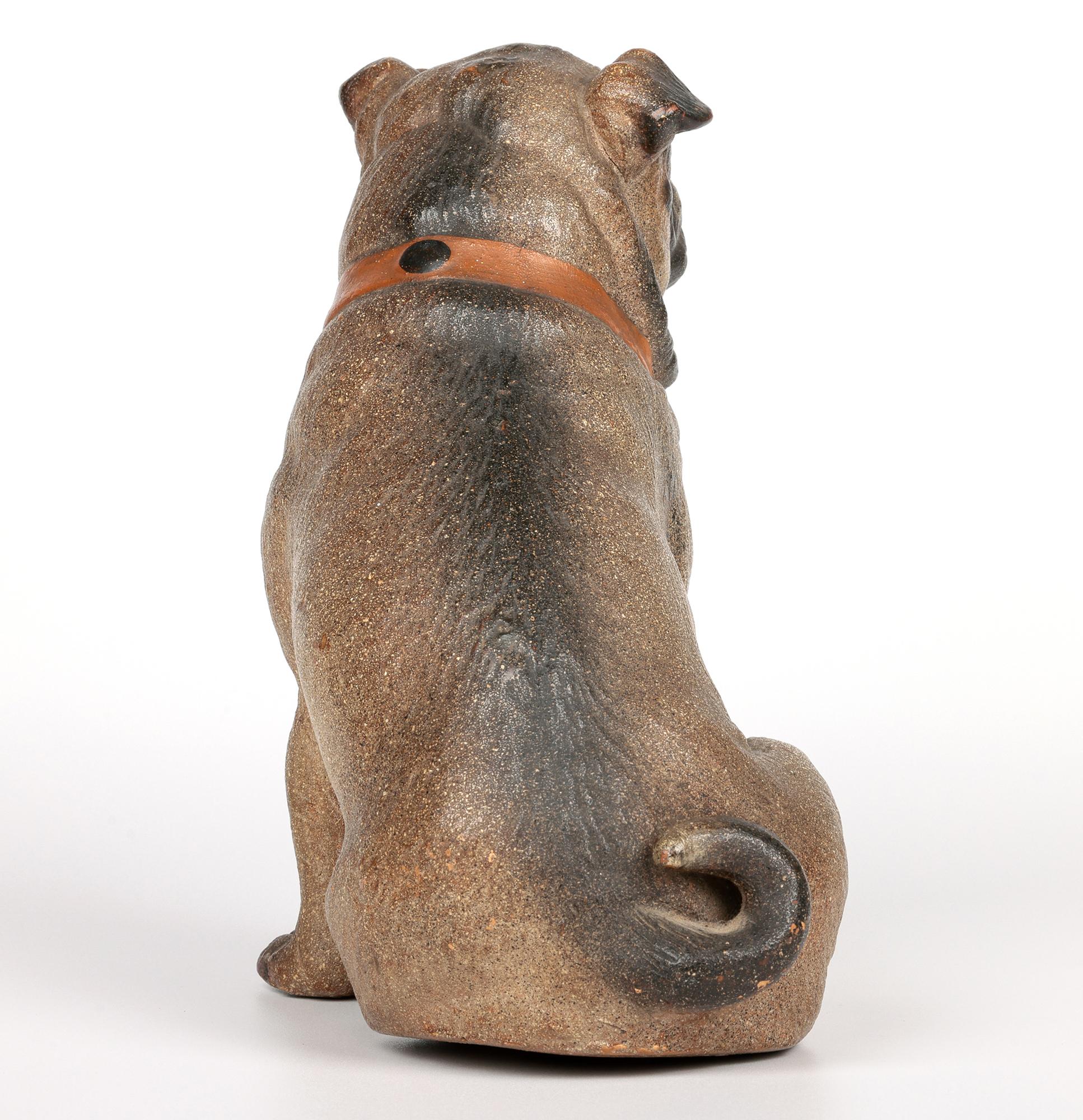Austrian Antique Cold Painted Art Pottery Pug Dog Figure For Sale 2