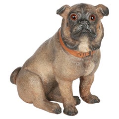 Austrian Antique Cold Painted Art Pottery Pug Dog Figure