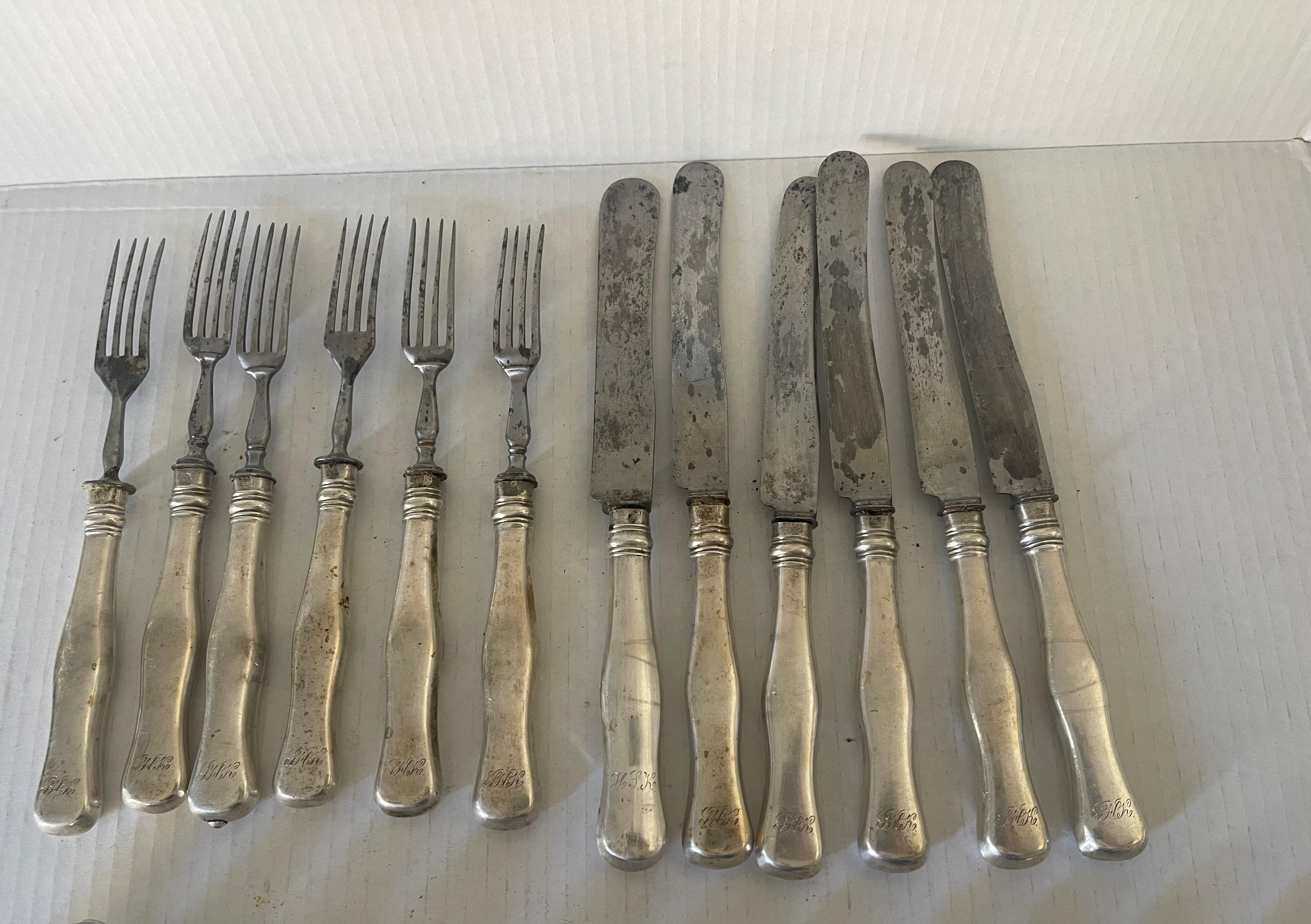 Couverts autrichiens anciens de 6 personnes Bon état - En vente à Boca Raton, FL