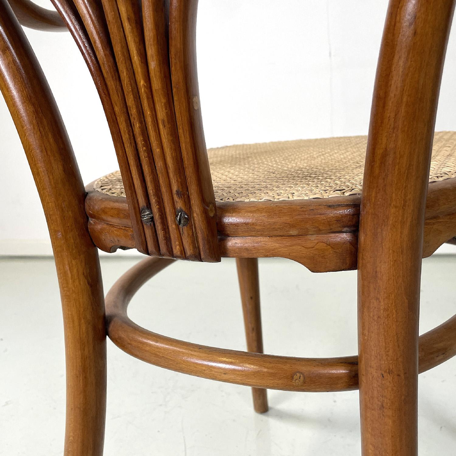Austrian antique wooden Thonet armchair with Vienna straw, early 1900s For Sale 5