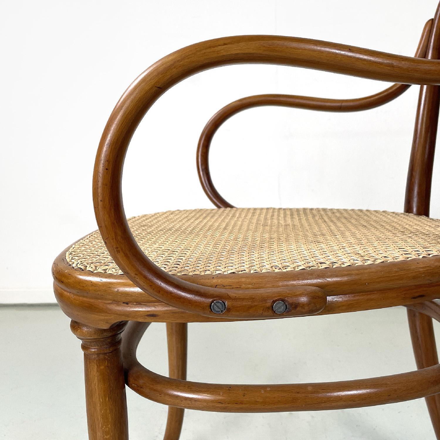Austrian antique wooden Thonet armchair with Vienna straw, early 1900s For Sale 8