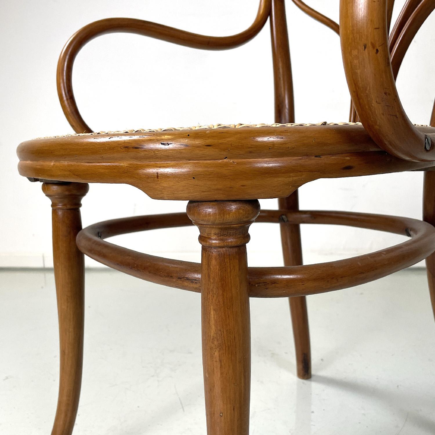 Austrian antique wooden Thonet armchair with Vienna straw, early 1900s For Sale 10