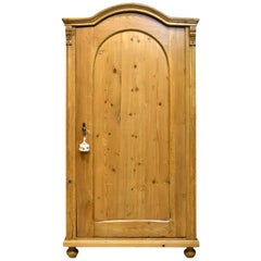 Antique Austrian Armoire in Pine with Single Door and Arched Top, circa 1830