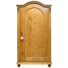 Austrian Armoire in Pine with Single Door and Arched Top, circa 1830