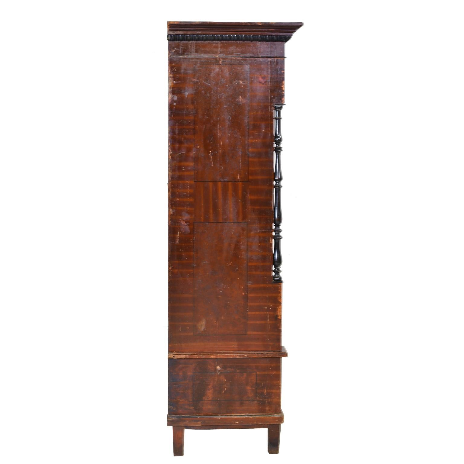 Pine Austrian Armoire with Original Tooled Red/Maroon Painted Finish, circa 1800