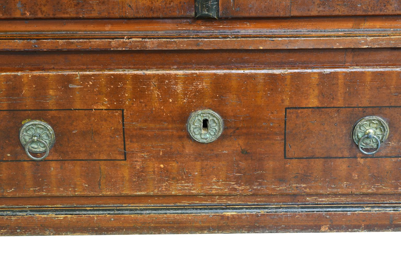 Austrian Armoire with Original Tooled Red/Maroon Painted Finish, circa 1800 3